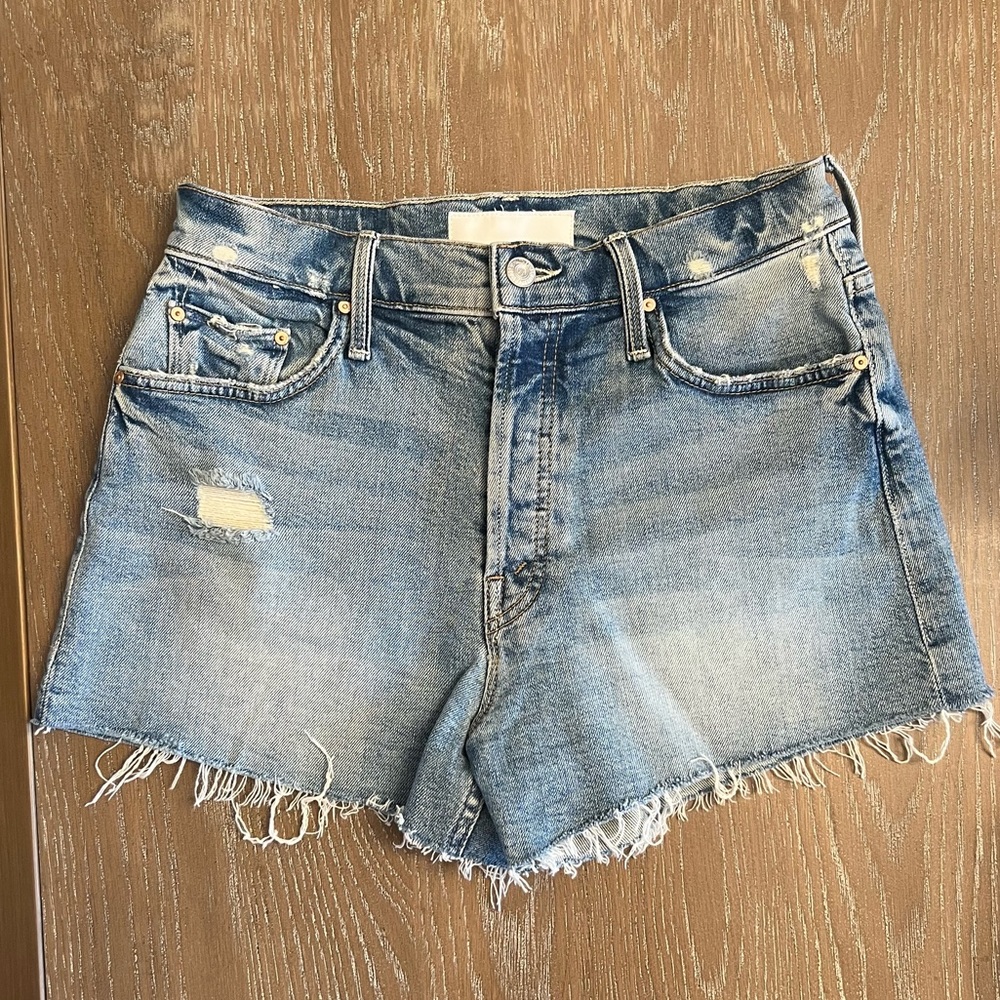 Mother Tomcat Kick Fray denim shirt in True Confession
